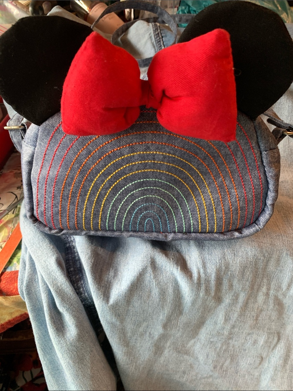 Disney Minnie mouse, saddlebag, cross shoulder, denim purse